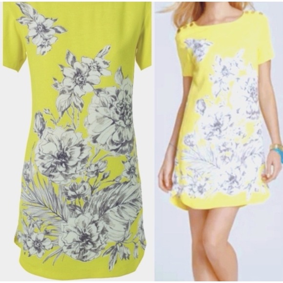 Juicy Couture Dresses & Skirts - Juicy Couture Floral  Yellow Casual Dress 0 Liked Gold Shoulder Button Fairy Y2K